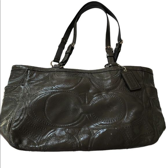 UEC Coach Gray patten leather tote bag - Picture 7 of 11